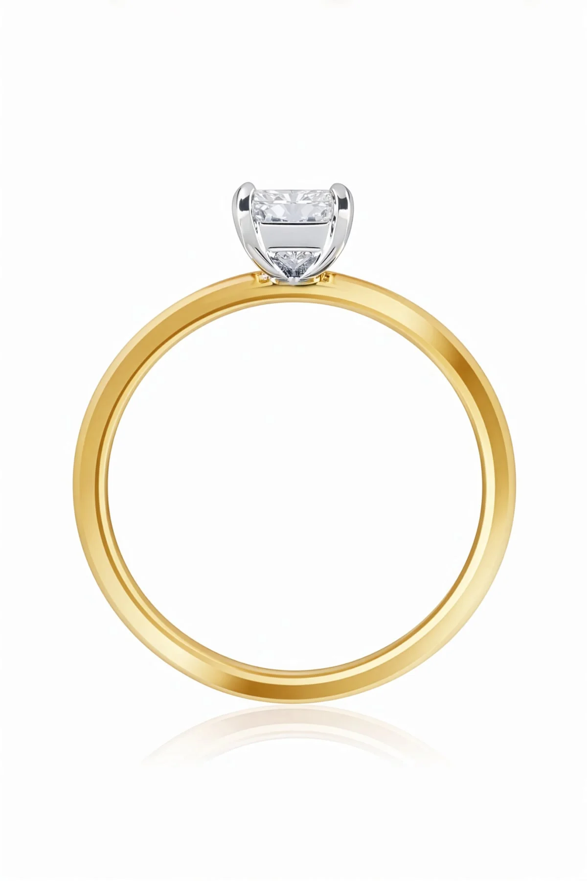 Radiant Cut Diamond Solitaire Engagement Ring in 18k Yellow & White Gold - Image 3