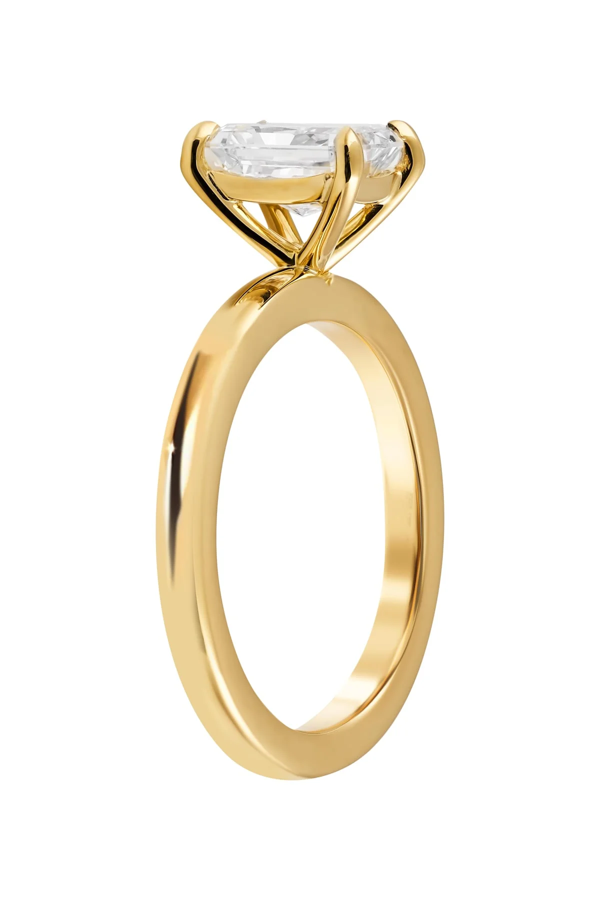 Emerald Cut Diamond Set Solitaire Ring in 18k Yellow Gold - Image 4