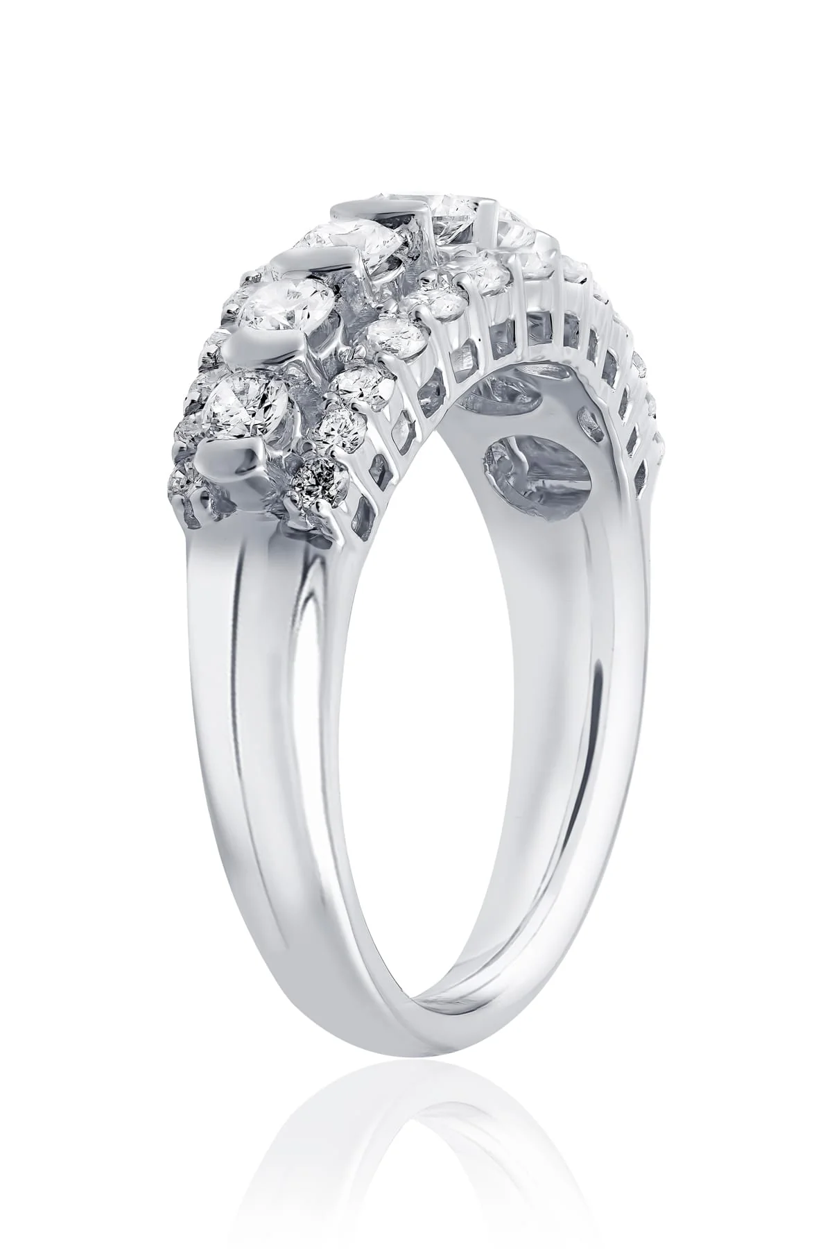 1.36ct Three Row Diamond Ring Set In White Gold - Image 4