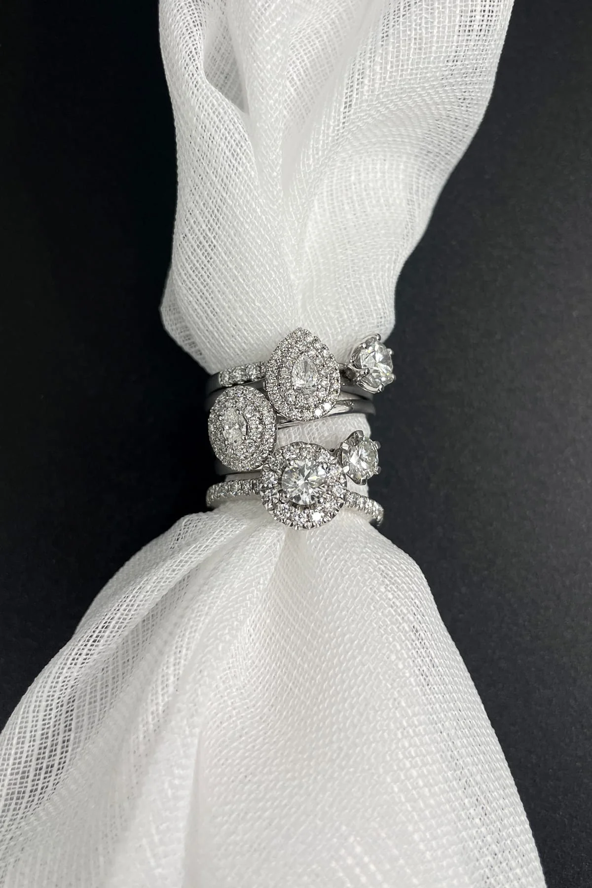 Round 0.40 Carat Diamond Halo Engagement Ring with Diamond Shoulders set in 18ct White Gold - Image 5