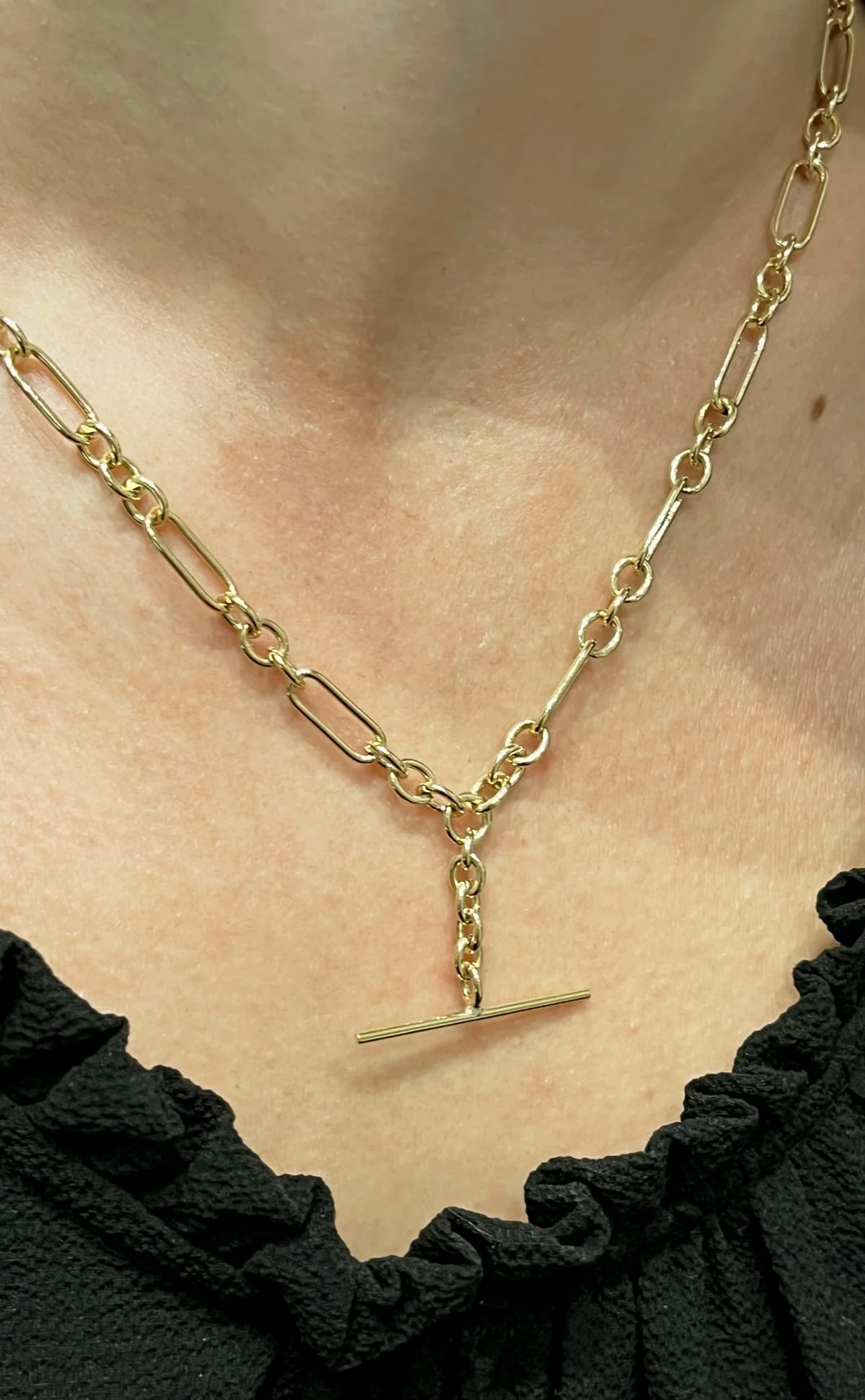 3+1 Handmade Cable 6.0mm with T-Bar Chain 50cm In 9 Carat Yellow Gold - Image 4