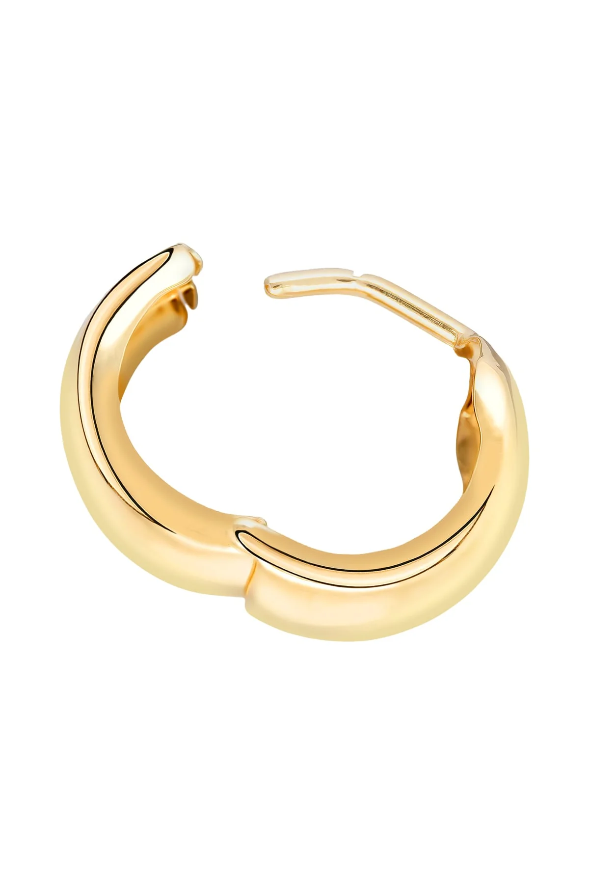 7.5mm Wide Plain Huggie Earrings In 9 Carat Yellow Gold - Image 4