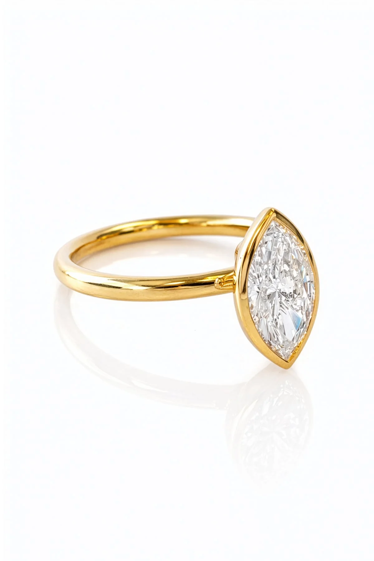 Amber... 1.50 Carat Marquise Bezel Set Lab Created Diamond Ring - Image 3