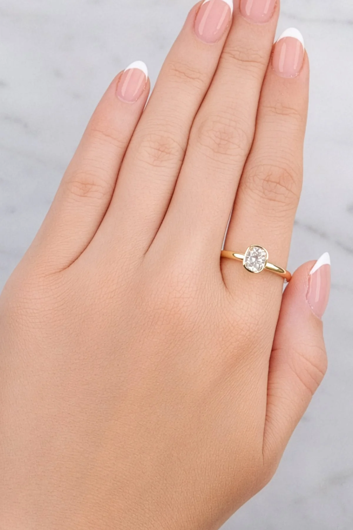 Bezel Set Cushion Cut Diamond Ring set in 18ct Yellow Gold - Image 3