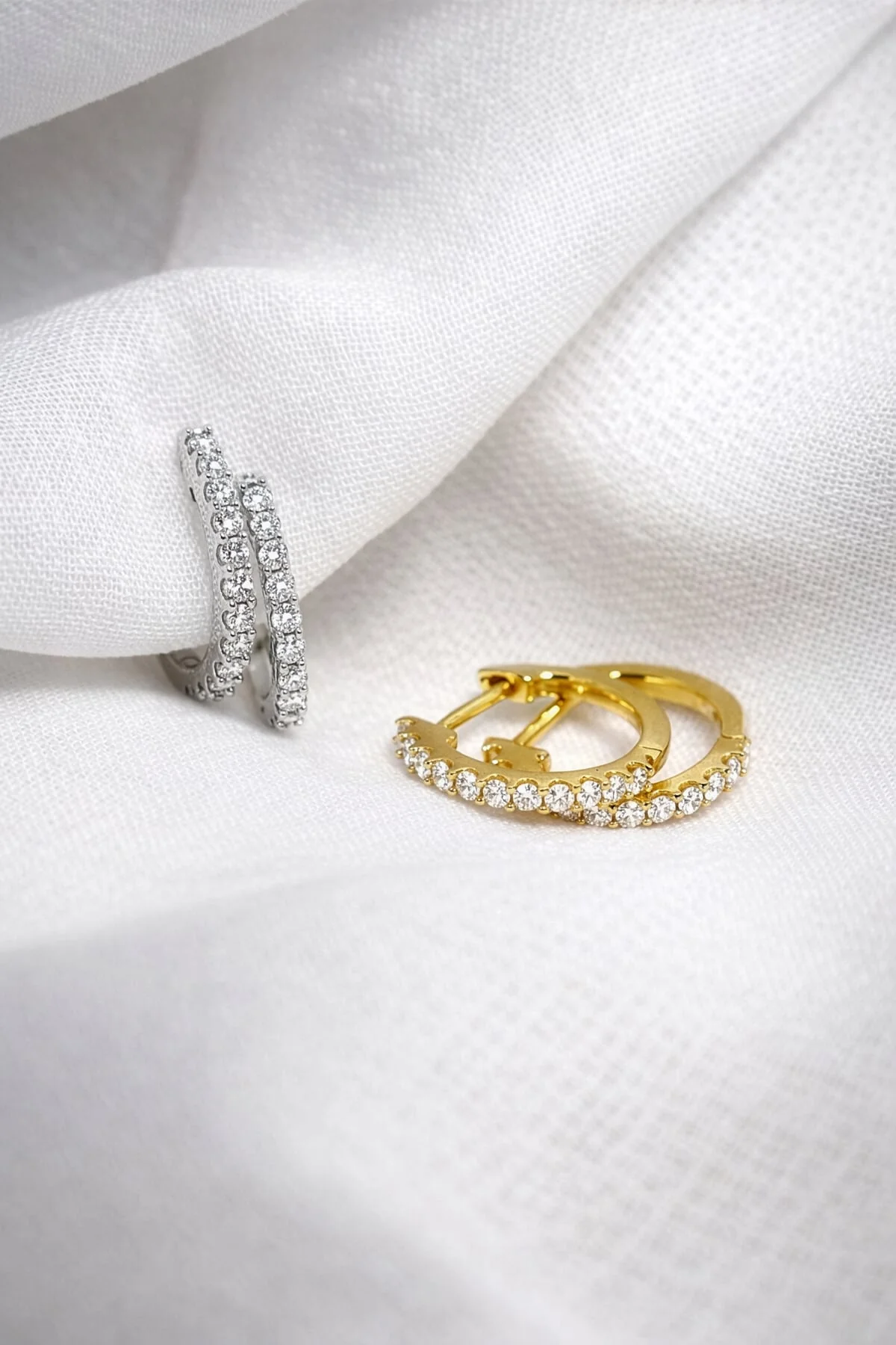 Yellow Gold 0.14ct Diamond Set Small Huggie Earrings - Image 4