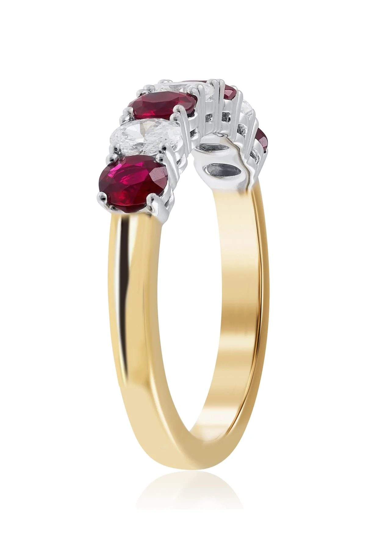 Oval Ruby and Diamond Ring In 18 Carat Yellow & White Gold - Image 3