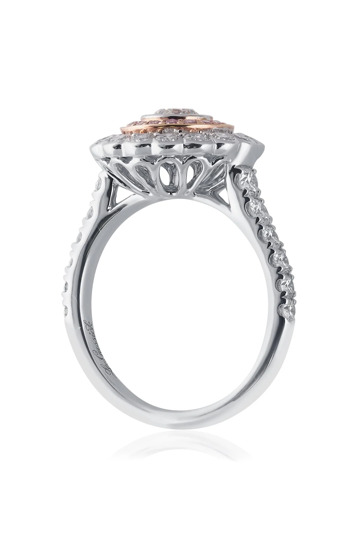 Pink & White Diamond Ring In White & Rose Gold - Image 3