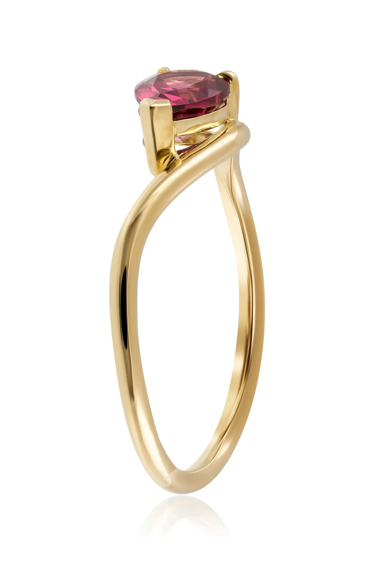Rhodolite Garnet Pear Cut Dress Ring In 9 Carat Yellow Gold - Image 3